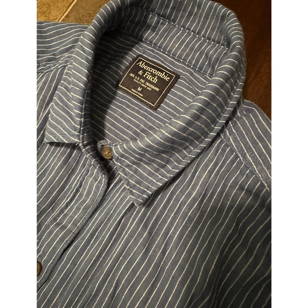 Abercrombie & Fitch Button‎ Up Flannel Shirt Mens MED Blue Plaid Cotton Casual
